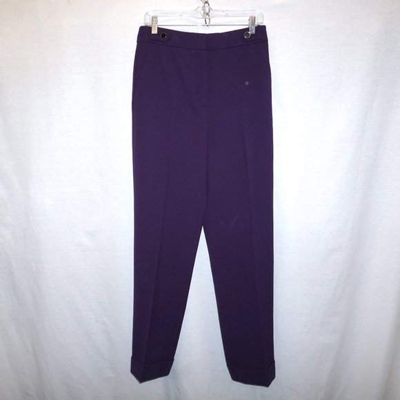 ANN TAYLOR  retro high waist pant 6 purple twill cuffed NWT B-30 - Picture 1 of 9